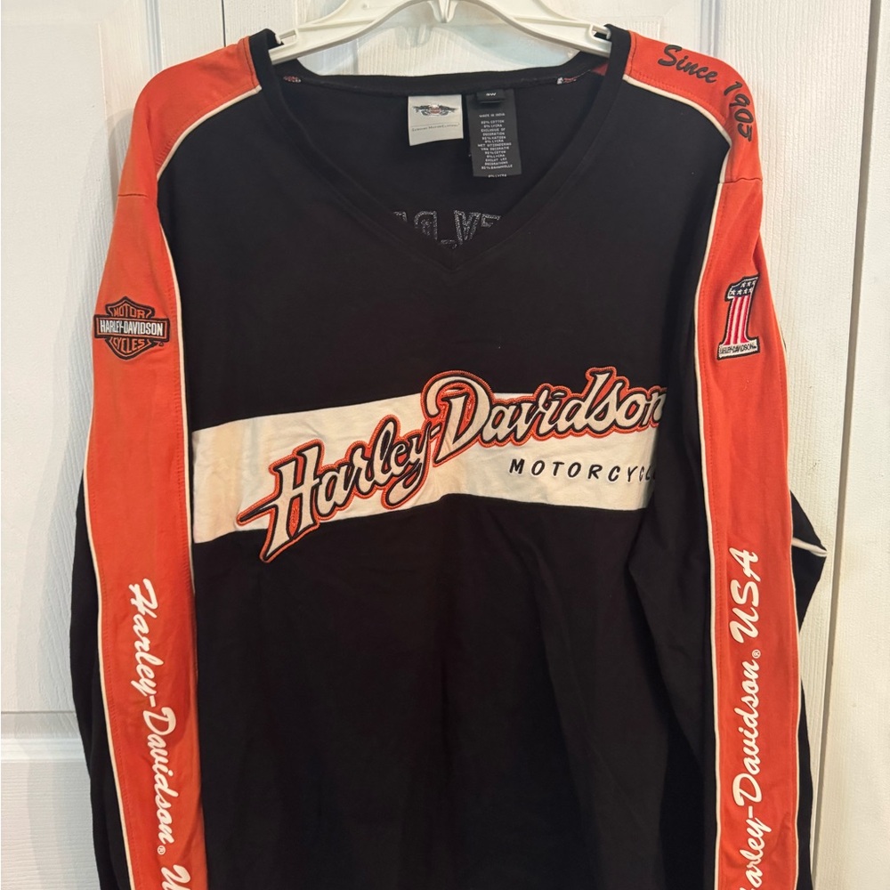 Harley-Davidson Black and Orange Long Sleeve Tee